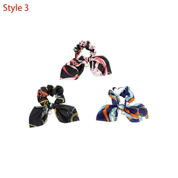 Hair Styling Products 3Pcs Floral Bowknot Scrunchies Fashion Ropes Hair Accessories