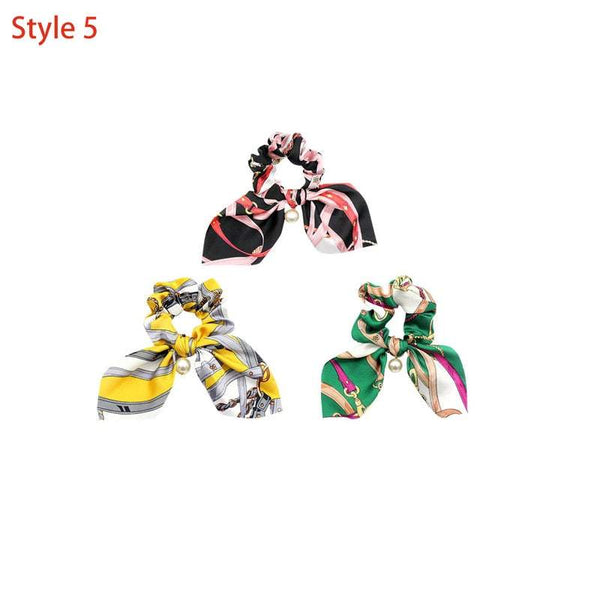 Hair Styling Products 3Pcs Floral Bowknot Scrunchies Fashion Ropes Hair Accessories