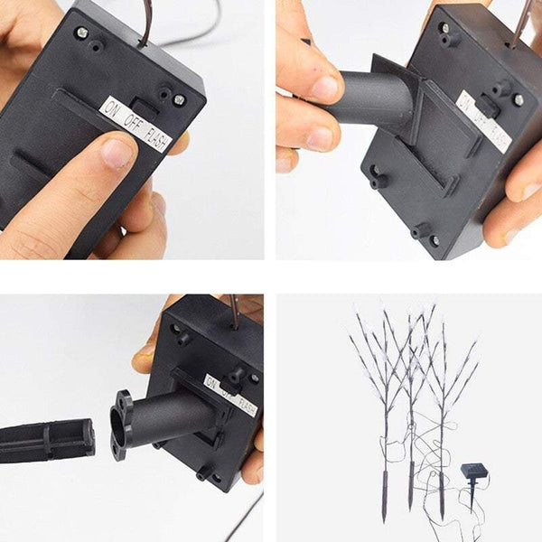 Christmas Decorations Outdoor Garden Lawn 60 Led Solar Power Branch Tree Leaf Flower Light Set Outdoor Lighting Accessories