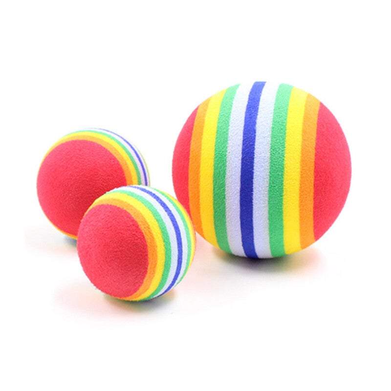 Dog Supplies 3Pcs Pet Cat Play Balls Foam Rainbow Cat Toys