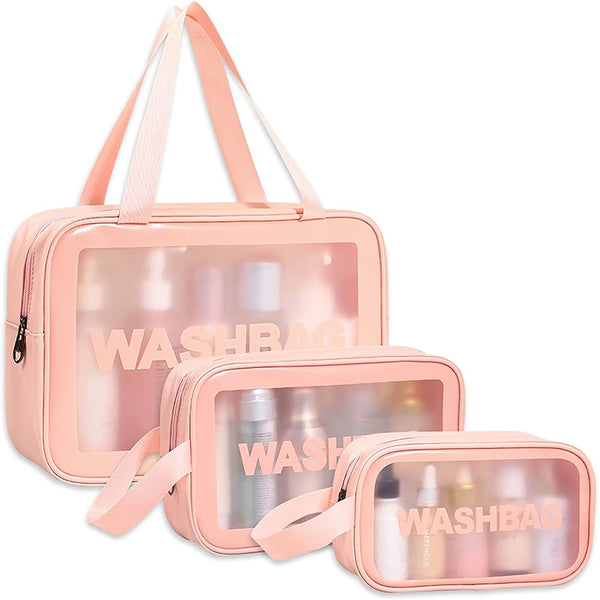 3 Pieces Pvc Cosmetic Bags For Makeup Travel Toiletry Wash Multifunctional Spa