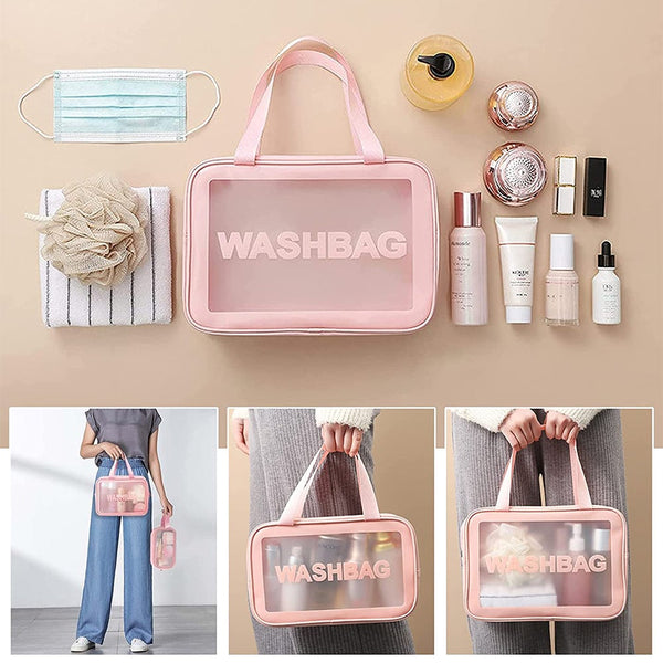 3 Pieces Pvc Cosmetic Bags For Makeup Travel Toiletry Wash Multifunctional Spa Makeup Bags & Cases