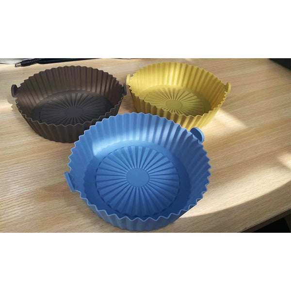 3 Pieces Reusable Air Fryer Silicone Pot Heat Circulation Deform Resistant Time