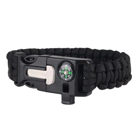 3Pcs Safety Survival Paracord Bracelet Functional Whistles Compass Serrated Knife Outdoor First Aid Kits Emergency Parachute