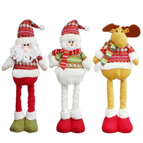 3Pcs Santa Claus Elk Snowman Pattern Retractable Christmas Dolls Xmas Decor