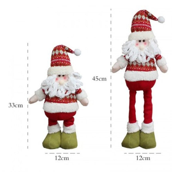 3Pcs Santa Claus Elk Snowman Pattern Retractable Christmas Dolls Xmas Decor