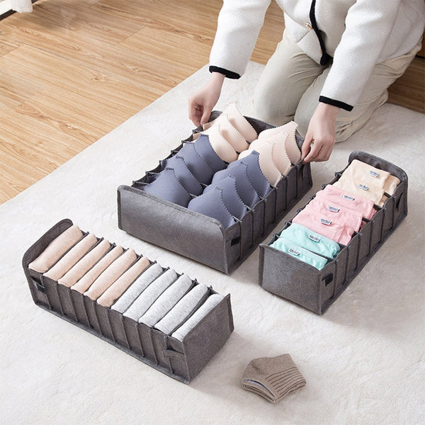 3 Piece Set Foldable Underwear Sock Organizer Drawer Closet Divider