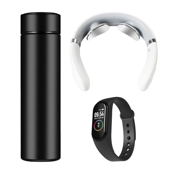 3 Pieces Smart Products Gift Set Insulated Vacuum Cup Neck Massager Bracelet Vacuum Flasks & Mugs