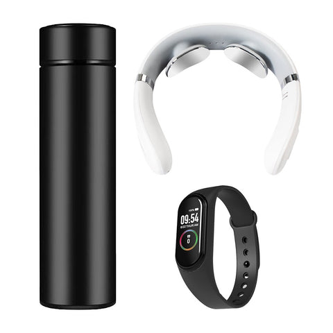3 Pieces Smart Products Gift Set Insulated Vacuum Cup Neck Massager Bracelet