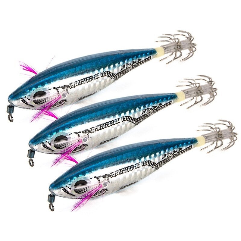 3Pcs Squid Jig Artificial Hard Fishing Lures Baits & Lures