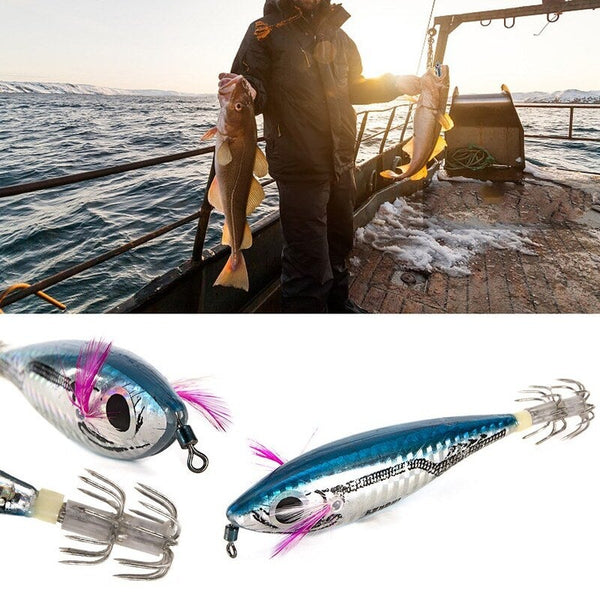 3Pcs Squid Jig Artificial Hard Fishing Lures