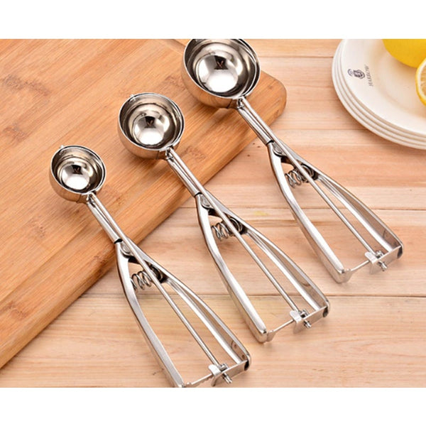3Pcs Stainless Steel Ice Cream Scoop Lce Scooper Digging Ball Fruit Spoon