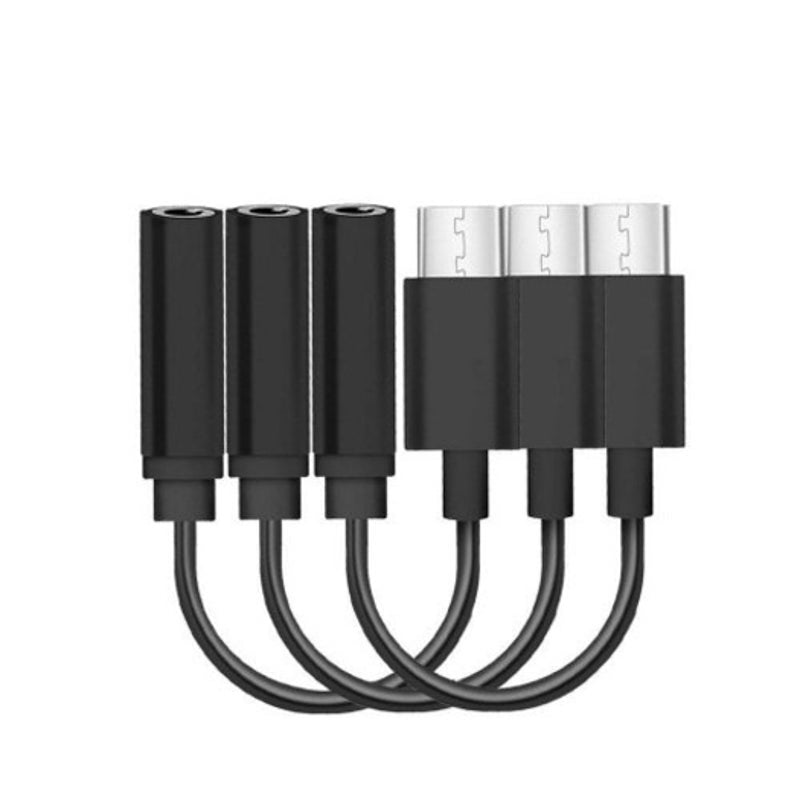 3Pcs Usb Type C To 3.5Mm Earphone Headphone Adapter Cable Black Cables & Adapters