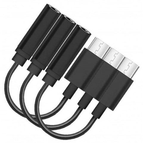 3Pcs Usb Type C To 3.5Mm Stereo Audio Headphone Jack Adapter Cable Black Cables & Adapters