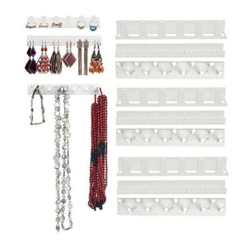 Veile Studios 3Pcs Wall Mount Ring Bracelet Necklace Hanger Jewelry Organizer White Jewellery Holders & Organisers