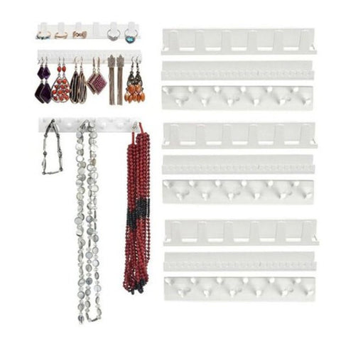3Pcs Wall Mount Ring Bracelet Necklace Hanger Jewelry Organizer White