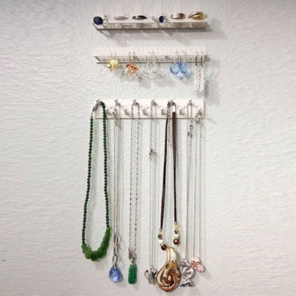 3Pcs Wall Mount Ring Bracelet Necklace Hanger Jewelry Organizer White