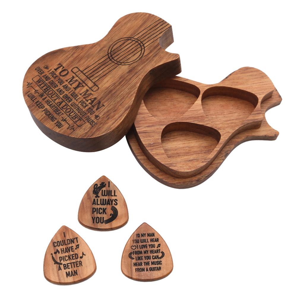 3Pcs Wood Guitar Pick Acoustic Electric Bass Plectrum Mediator Musical Instrument Parts Accessories With Box Guitar Accessories