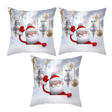 3Pcs 45 X 45Cm Christmas Xmas Decorative Snowman Polyester Cushion Pillowcase Cover For Bedroom Living Room