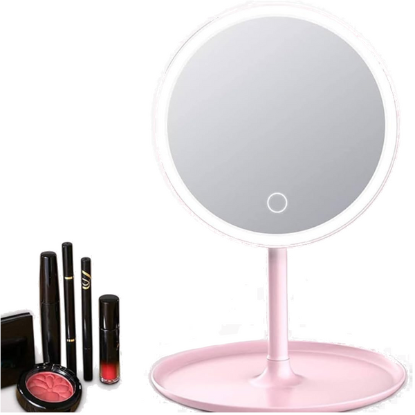 3Pcs Led Makeup Mirror With Lights Portable Tabletop Vanity Ins Style Pink Makeup Mirrors