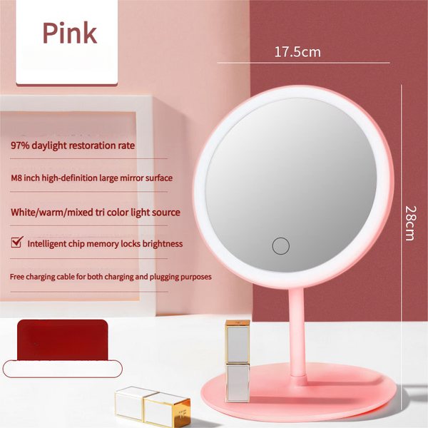 3Pcs Led Makeup Mirror With Lights Portable Tabletop Vanity Ins Style Pink Makeup Mirrors