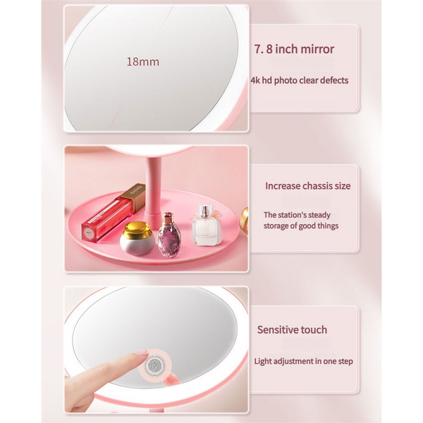 3Pcs Led Makeup Mirror With Lights Portable Tabletop Vanity Ins Style Pink Makeup Mirrors