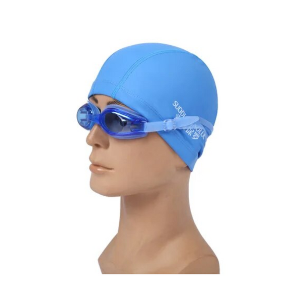 3Pcs Swimming Accessories Adults Men / Women High Elastic Waterproof Pu Fabric Protect Ears Long Hair Sports Pool Hat Cap