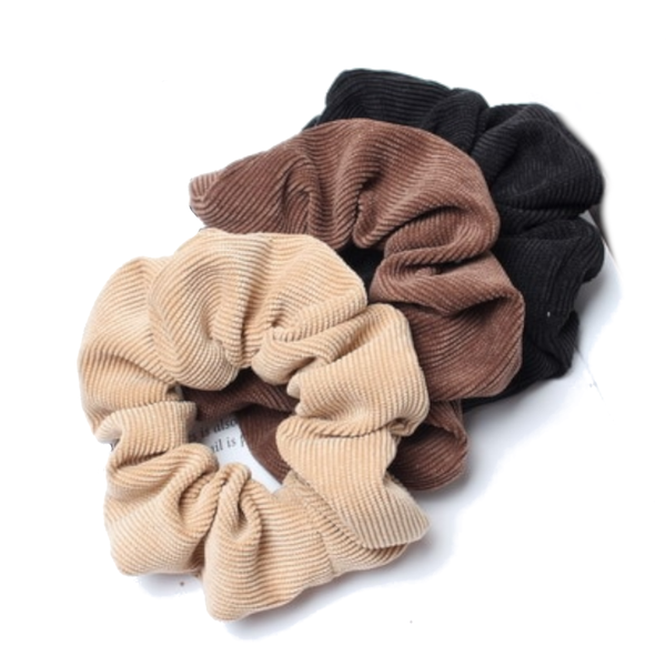 3Pcs Set Corduroy Fabric Scrunchies Women Ponytail Hair Ties Hair Accessories