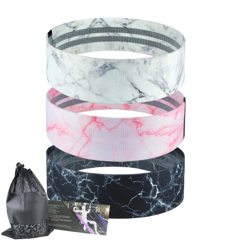 3Pcs Set Marble Pattern Resistance Booty Bands Home Fitness Workout Resistance Trainers