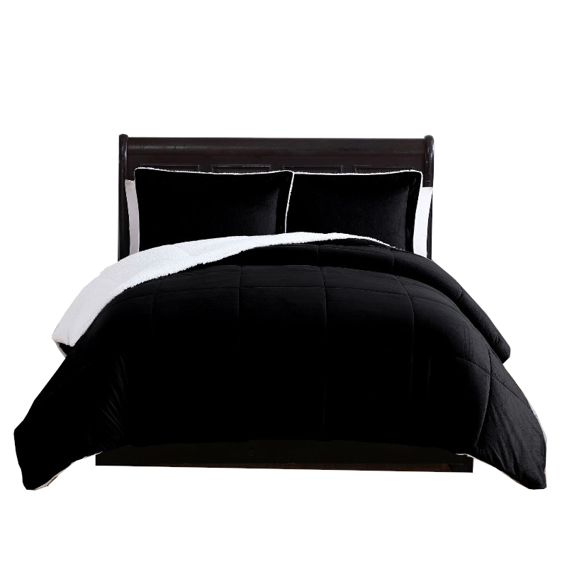 3 Piece Micro Mink Comforter Set Black Queen Comforter Sets Queen