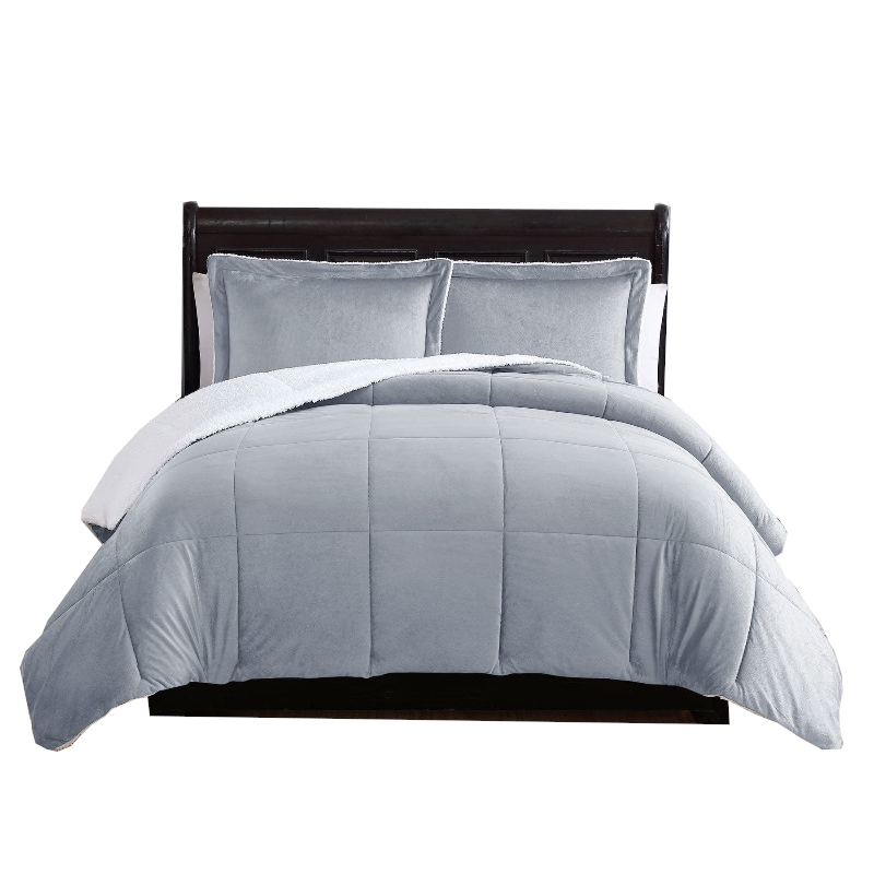3 Piece Micro Mink Comforter Set Grey Queen Comforter Sets Queen