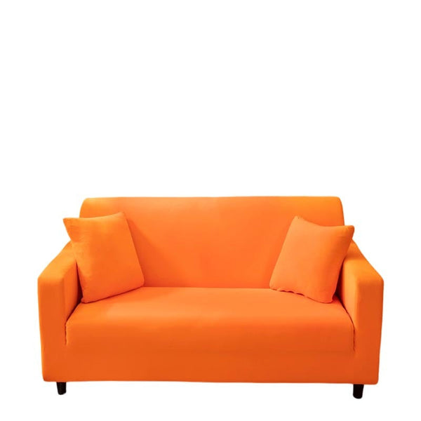 3 Seater Sofa Cover Plain Orange Elastic Stretchable Slipcover For Living Room Slipcovers