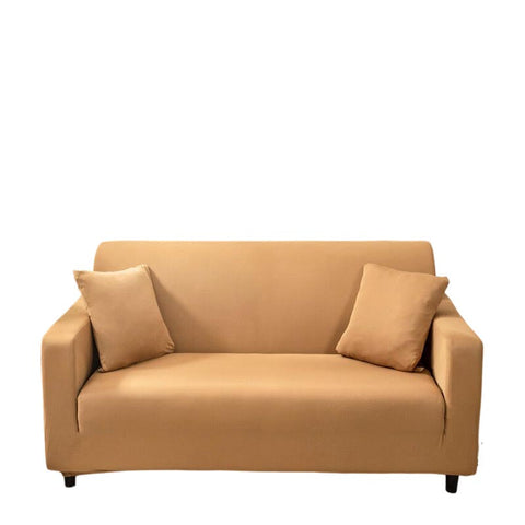 3 Seater Sofa Cover Plain Caramel Elastic Stretchable Slipcover For Living Room Slipcovers
