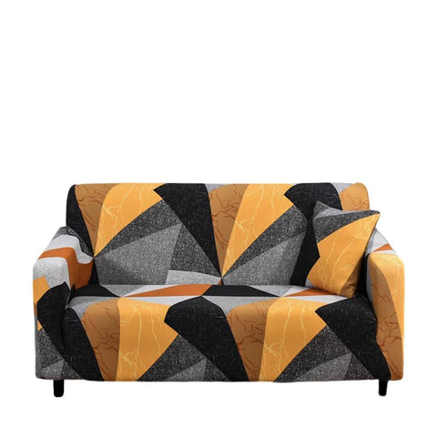 3 Seater Sofa Cover Golden Yellow Geometric Style Protection For Living Room Slipcovers