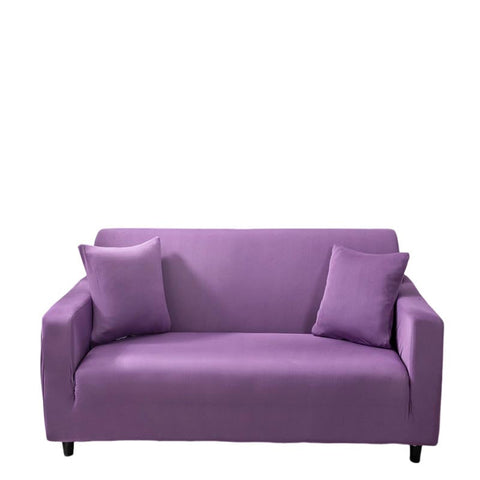 3 Seater Sofa Cover Plain Purple Elastic Stretchable Slipcover For Living Room Slipcovers