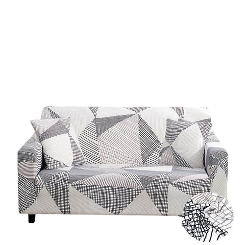 3 Seater Sofa Cover White Geometric Style Protection Living Room Chair Slipcover Slipcovers