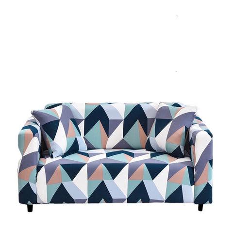 3 Seater Sofa Cover Blue White Geometric Style Slipcover For Living Room Slipcovers