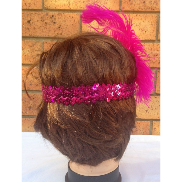 Br Costumes 3X 1920S Flapper Headband Headpiece Feather Sequin Charleston Gatsby Hot Pink Hair Accessories