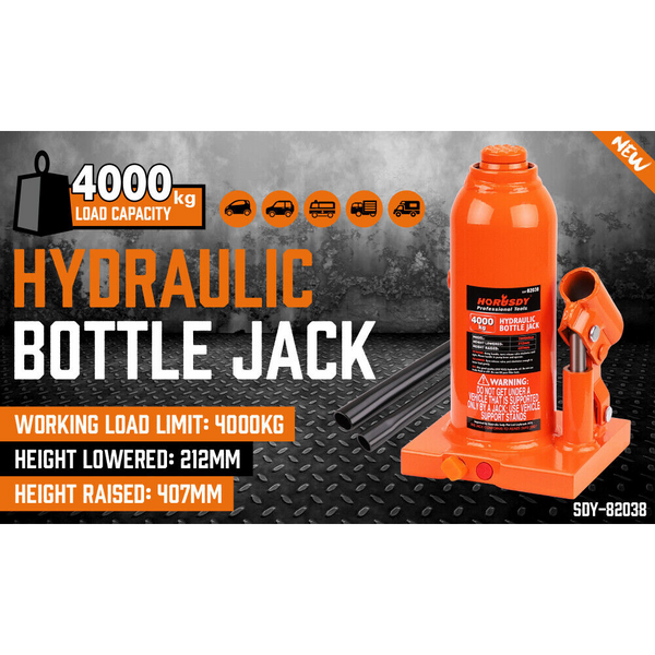 Sedy 4 Ton (8000 Lbs) Hydraulic Bottle Jack Heavy Duty Car Lifter With Safety Valve Jacks & Jack Stands