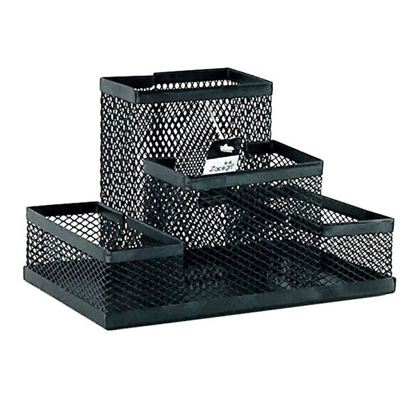 4 In 1 Desk Organizer Pencil Holder Metal Hollow Mesh Wire Organizador Escritorio Lapices Office Accessories No Rust Storage Boxes