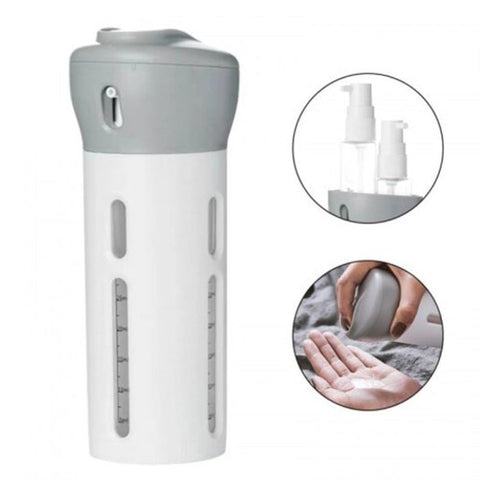 4 In 1 Lotion Shampoo Gel Travel Dispenser Emulsion Bottle Portable Gray
