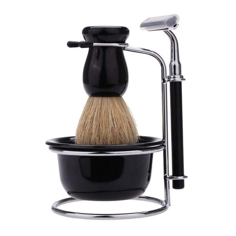 Razors Blades 4 In 1 Men's Manual Set Beard Shaving Brush Bowl Stainless Steel Stand Holder Men's Razor Blades