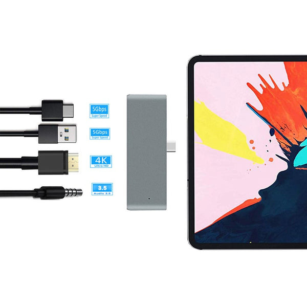 4 In 1 Multi Function For Ipad Pro Hub Type C To Hdmiauxusbpd Adapter 3.5Mm Headphone Jack Pd Charging Converter Usb Cables Hubs & Adapters