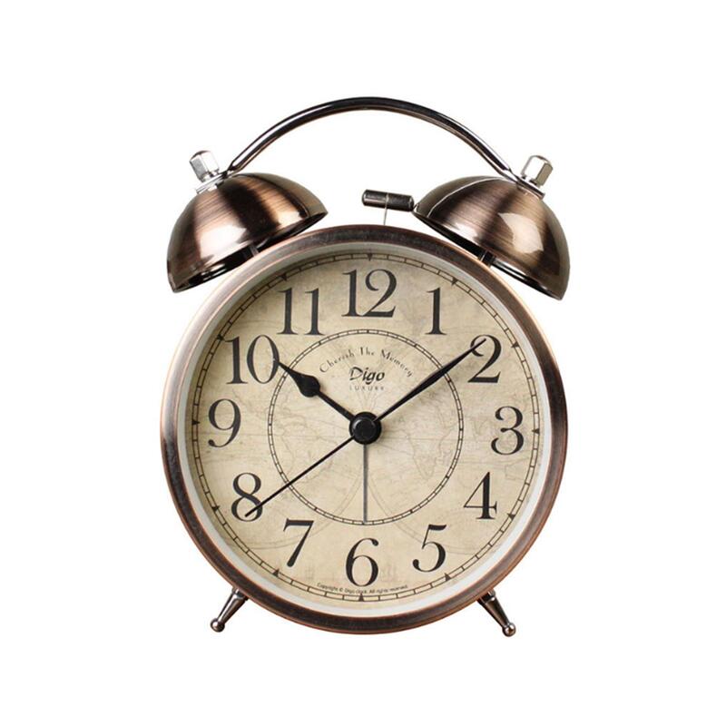 4 Incheses Creative Retro Silent Desktop Clock Twin Bell Loud Alarm For Heavy Sleepers Alarm Clocks & Clock Radios