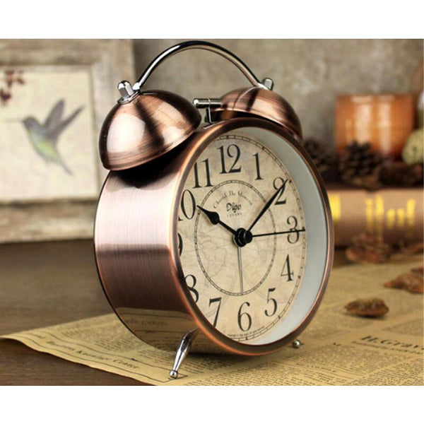 4 Incheses Creative Retro Silent Desktop Clock Twin Bell Loud Alarm For Heavy Sleepers Alarm Clocks & Clock Radios