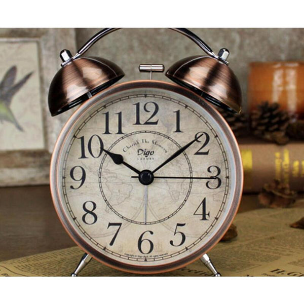 4 Incheses Creative Retro Silent Desktop Clock Twin Bell Loud Alarm For Heavy Sleepers Alarm Clocks & Clock Radios