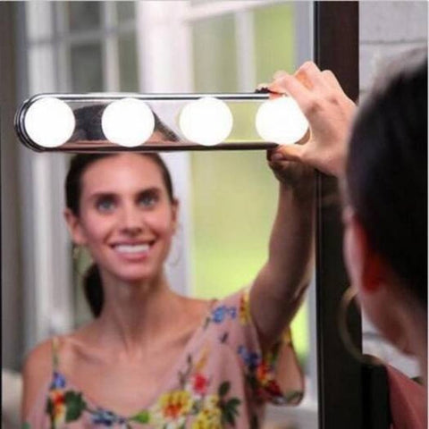 4 Led Makeup Lamp Wall Light Kit For Dressing Table Vanity Mirror Suction Cup Battery Power White Makeup Mirrors
