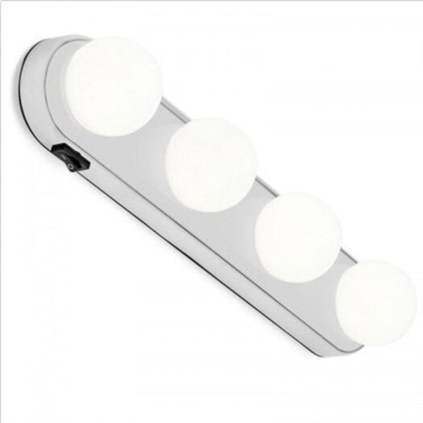 4 Led Makeup Lamp Wall Light Kit For Dressing Table Vanity Mirror Suction Cup Battery Power White