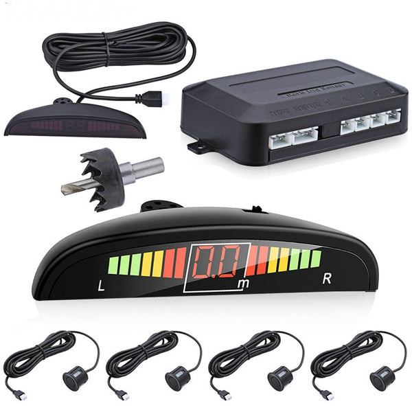 4 Parking Sensors Led Display Car Reverse Radar System Alarm Kit Black Rear View Monitors/Cams & Kits