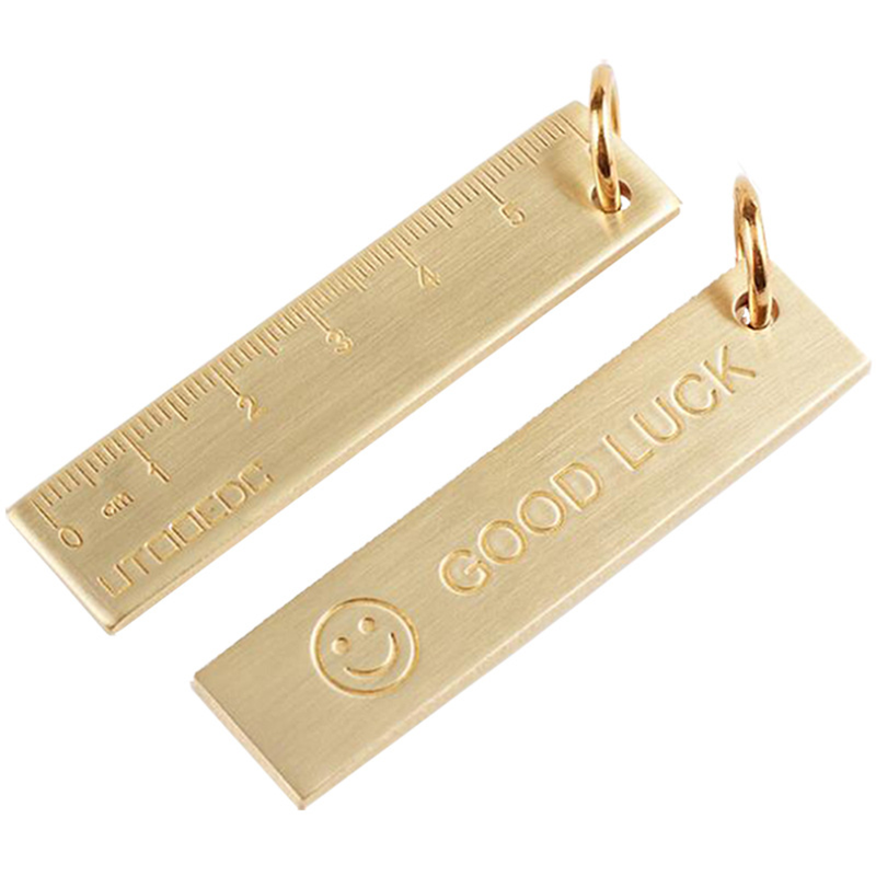 4 Pcs 6Cm Small Copper Ruler 3Mm Thickened Brass Metal Key Pendant Number Plate Drafting Supplies Mini Rulers Measuring Tapes & Rulers